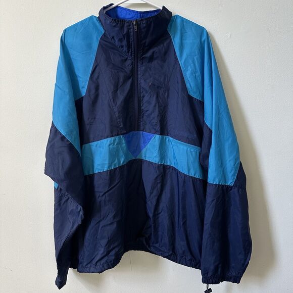 Nike Windbreaker Adult Men’s XL Navy Royal Blue Vented Pullover 1/2 Zip Vintage - Picture 1 of 8